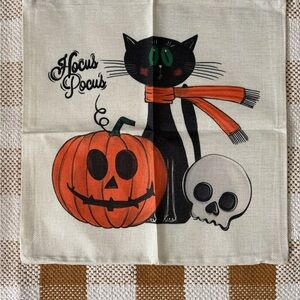 Halloween Cat and Pumpkin pillow cover 17”x17”